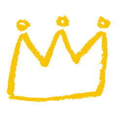 Yellow crown. Simple, modern icon. Doodle, sticker. Coronation. 