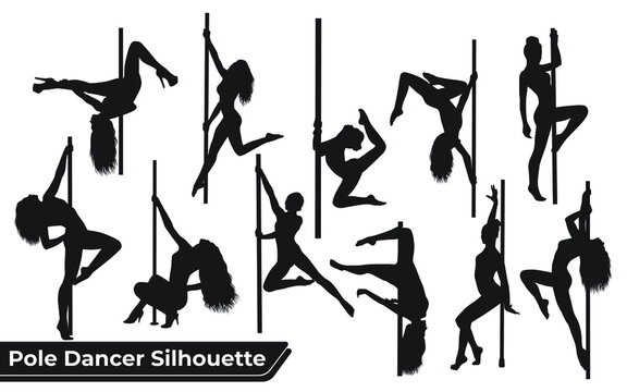 Collection of Pole Dancer Silhouette vector