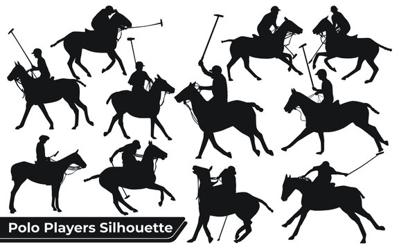 Collection of Polo Player Silhouette vector