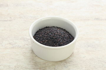 Black sesame seeds in the bowl