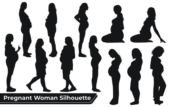 Collection of Pregnant Woman Silhouette vector