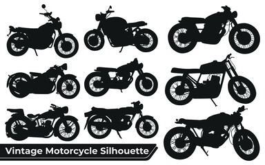 Collection of Vintage Motorbike Silhouettes vector