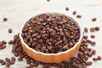 Roasted coffee bean in the bowl