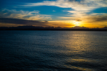 Beautiful colorful seascape. Sunset on sea.