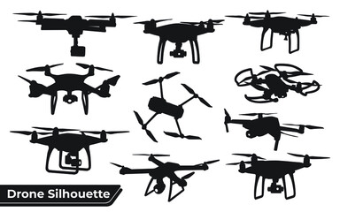 Flying Drone Silhouette vector illustration