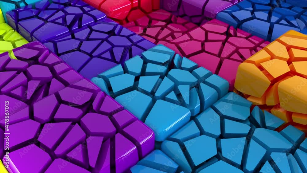 Aufkleber geometrically split 3d render of pieces squares in abstract tracery. futuristic rows defective figur