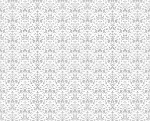 Flower geometric pattern. Seamless vector background. White and gray ornament. Ornament for fabric, wallpaper, packaging. Decorative print.