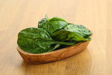 Fresh green spinach leaves in the bowl