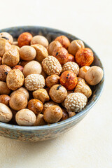 Japanese peanut crackers in a bowl