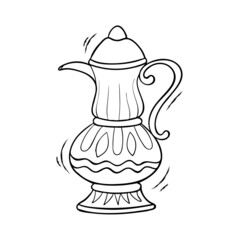 Islamic teapot with simple hand drawn sketching vector illustration