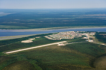 Rupert River and Village of  Waskaganish Quebec Canada