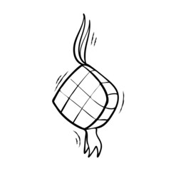 Ketupat, ramadan traditional food, with hand drawn sketch vector illustration