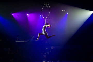 performances of artists under the dome of the circus