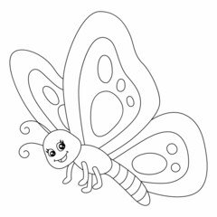 Butterfly Coloring Page Isolated for Kids