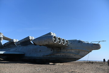 Fototapeta na wymiar Soviet military aircraft on the Caspian Sea