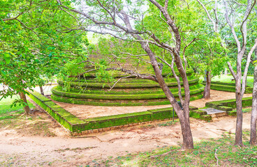 The brick stupa in garden of Polonnaruwa, Sri Lanka