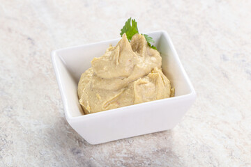 Traditional Jewish Hummus with olive oil