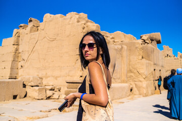 Tourist woman in Egypt. Luxor