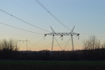power lines in the field