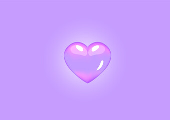 Heart, Symbol of love and Valentine's Day. Volumetric heart isolated on a purple background. Vector illustration.