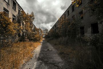 post-apocalyptic street view of an abandoned city