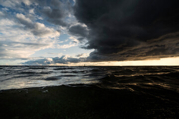 sunset and clouds on the Baltic sea