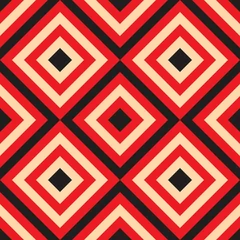 Wall murals Red Black and red, cream abstract line geometric diagonal square seamless pattern background. Vector illustration.
