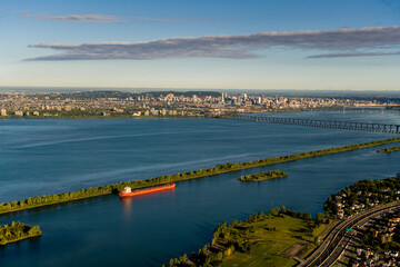 Montreal and St Lawrence from Brossard Quebec Canada