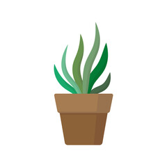 Potted plant icon. Flower pot. Planting. Colored silhouette. Front side view. Vector simple flat graphic illustration. The isolated object on a white background. Isolate.