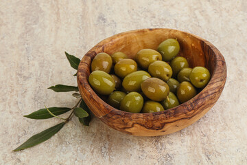 Tasty marinated olives in the bowl