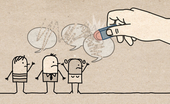 Big hand, Erasing the Speech of Cartoon people