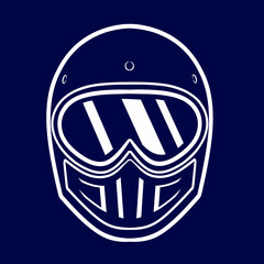 Helmet Fullface Line. Pop Art logo. Colorful design with dark background. 