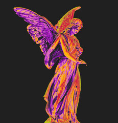 Creative holographic statue design element, psychedelic angel statue surreal poster, nft style futuristic contemporary art. Ideal for creative designs
