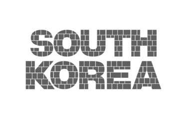 Photo collage frames template in South Korea lettering. Country vacation icon photo collage frames template with family. Vector collage layout for photo montage. South Korea template with masking area