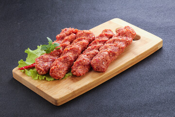 Raw beef kebab minced meat