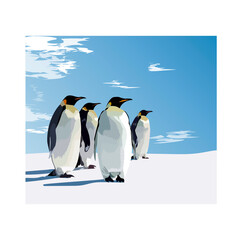 illustration with penguins in the north