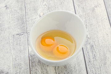 Chicken egg in the bowl