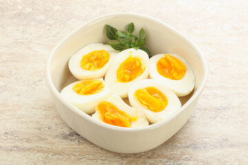 Boiled chicken egg for breakfast