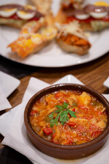 Variety of Tapas in a Restaurant in Santiago the Compostela, Spain.
