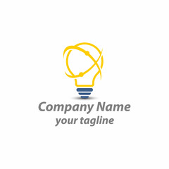 light bulb logo with a line as a connection or connected sign