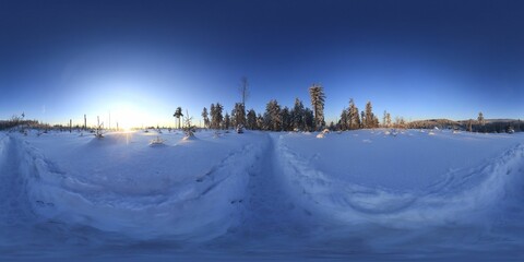 Winter Sunrise in the mountains in Winter HDRI Panorama