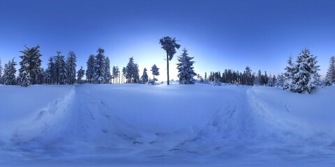 Winter Sunrise in the mountains in Winter HDRI Panorama