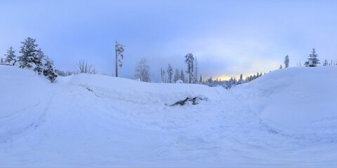 Winter Sunrise in the mountains in Winter HDRI Panorama