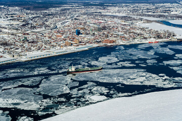 Winter Ice on the St Lawrence Trois-Rivieres Quebec Canada