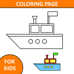 Boat coloring page for kids