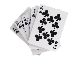 Royal Flush poker cards isolated on white
