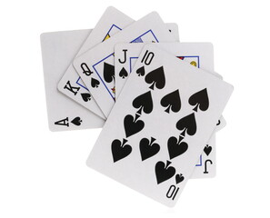 Royal Flush poker cards isolated on white