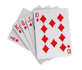 Royal Flush poker cards isolated on white