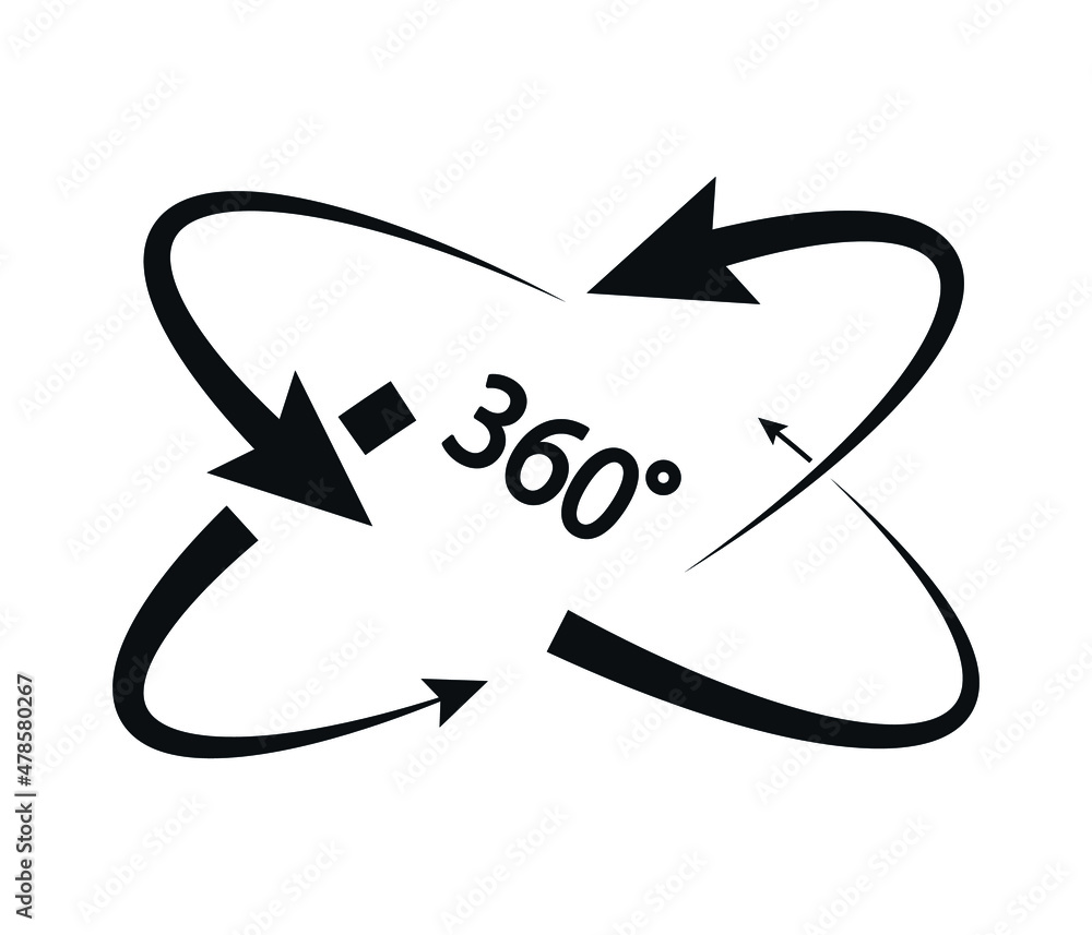 Poster 360 degrees line icon. rotation symbol isolated on white background. editable vector.