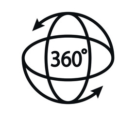 360 degrees line icon. Rotation symbol isolated on white background. editable vector.